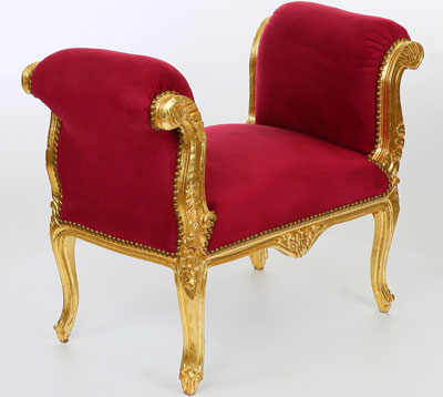 Barock Sitzbank rot-gold