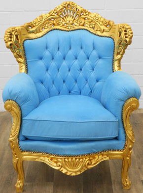 Sessel mit Samtpolsterung türkis-blau