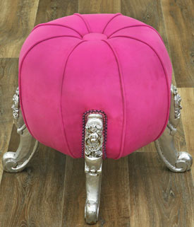 Barockstil Sitzpuff pink-silber