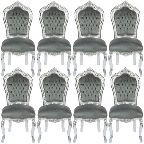 Stuhlgruppe - 8 x Esszimmerstühle silber-grau