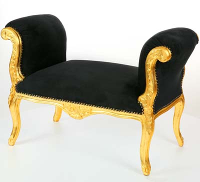 Barock Sitzbank schwarz-gold