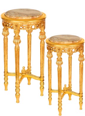 2-er Set goldene Tisch-Konsolen